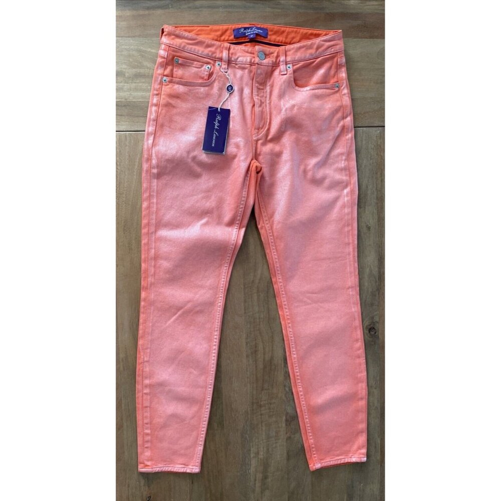 Ralph Lauren Purple Label Shimmering Wax Skinny Jeans Womens 27 (Measures 29x28)
